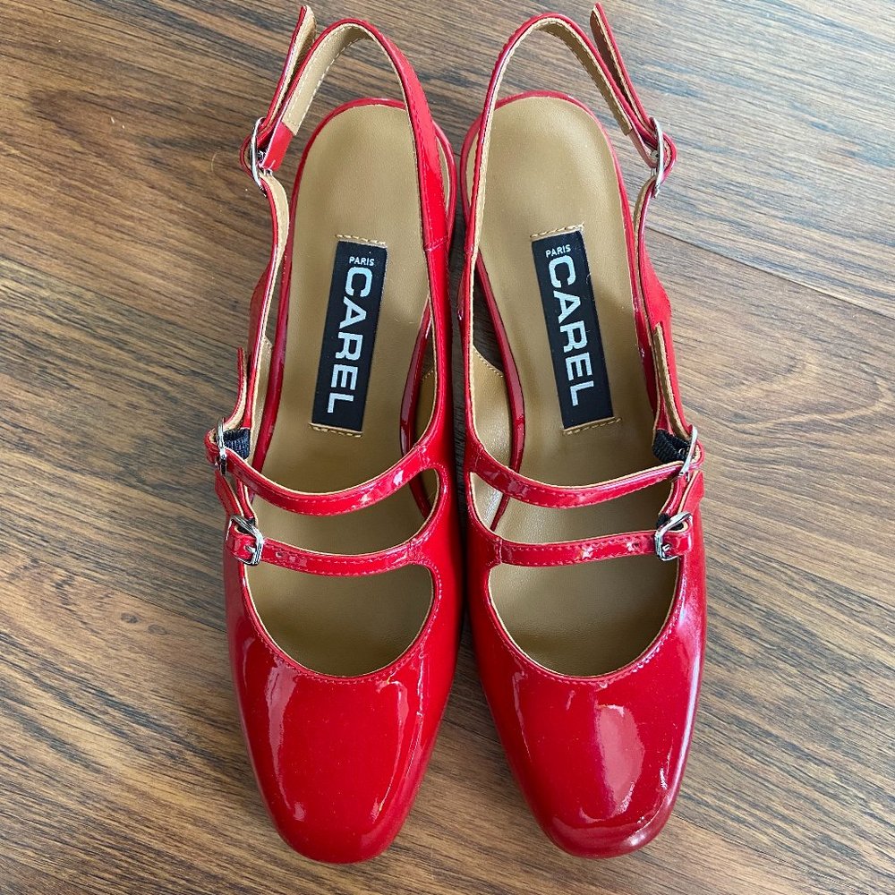 Carel Peche Slingbacks Patent Leather Red shoes. Mary Janes shoes
